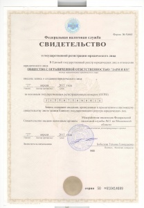 Свидетельство о государственной регистрации